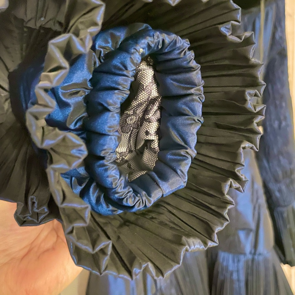 Basic Editions Navy Patterned Winter Coat With Na… - image 7